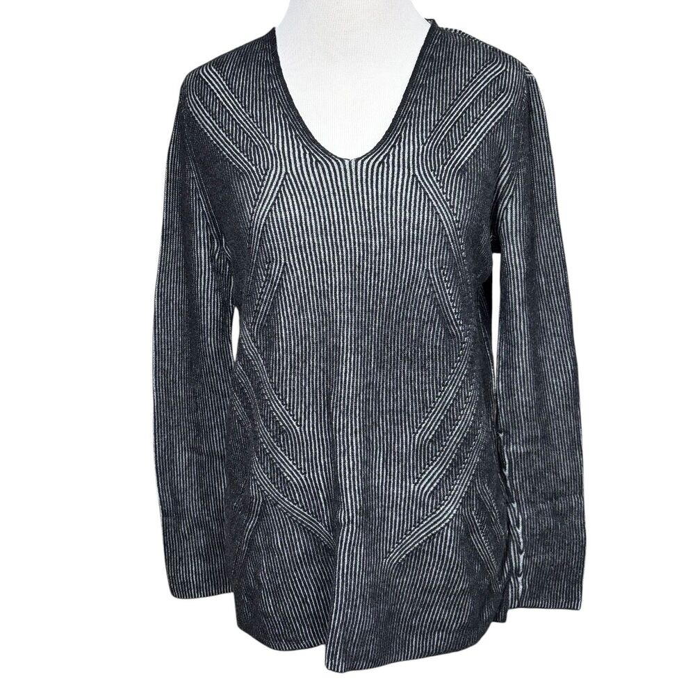 Two by Vince Camuto Women’s XS Black Gray Knit Sweater Long Sleeve Textural